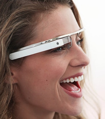Google Glass, an eyeglass-shaped wearable computing device being developed by Google, comes with a built-in microphone and camera and supports voice input.