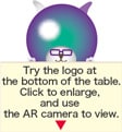 Try the logo at the bottom of the table. Click to enlarge, and use the AR camera to view.